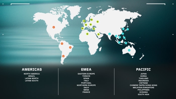Regions for VCT Challengers 2024